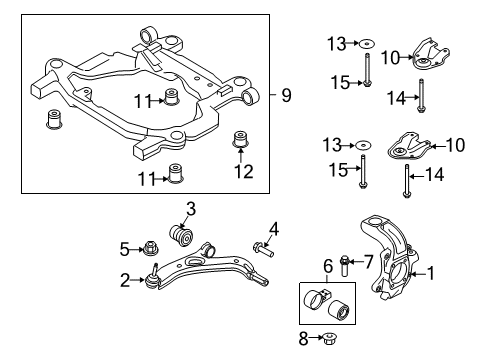 2013 Lincoln MKT Front Suspension Components, Lower Control Arm, Stabilizer Bar Engine Cradle Rear Bolt Diagram for -W714039-S439