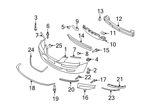 2010 Hyundai Sonata Front Bumper Rail Assembly-Front Bumper Diagram for 86530-3K550