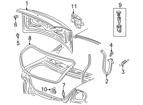 2002 Dodge Neon Trunk Lid Latch-DECKLID Diagram for 5008632AD