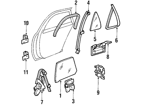 1993 Chevrolet Corsica Rear Door - Glass & Hardware Link Asm-Rear Side Door Check Diagram for 22599544