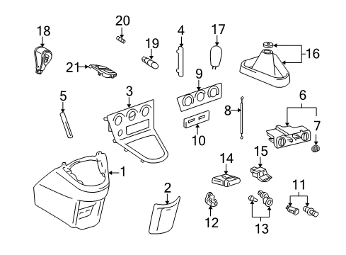 2004 Pontiac Vibe A/C & Heater Control Units Knob, Automatic Transmission Control Lever *Gray Diagram for 88971016