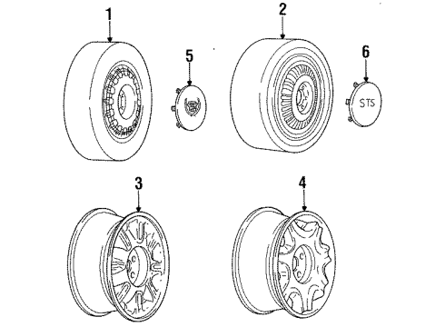 1994 Cadillac Seville Wheels & Trim Hub Cap ASSEMBLY(Tire & Wheel Drawing/Original Housed Diagram for 3543664