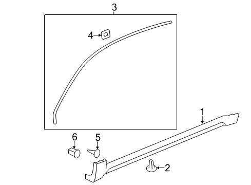 2012 Chevrolet Captiva Sport Exterior Trim - Pillars, Rocker & Floor Reveal Molding Retainer Diagram for 96848927