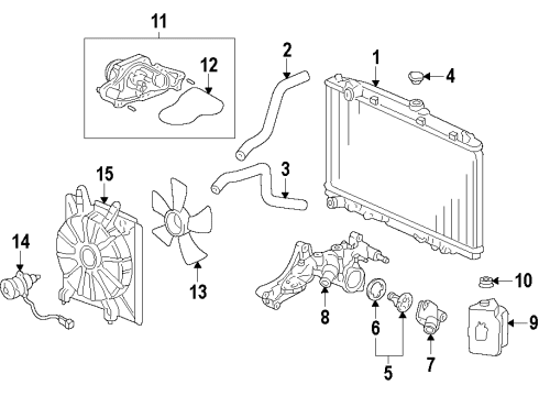 2010 Honda Pilot Cooling System, Radiator, Water Pump, Cooling Fan Shroud Diagram for 19015-RN0-A01