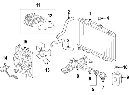 2010 Honda Pilot Cooling System, Radiator, Water Pump, Cooling Fan Passage, Water Diagram for 19410-RN0-A00