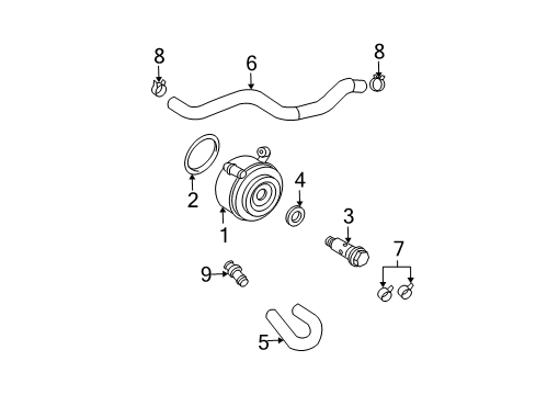 2004 Toyota Tacoma Oil Cooler Oil Cooler Bolt Diagram for 15695-62010