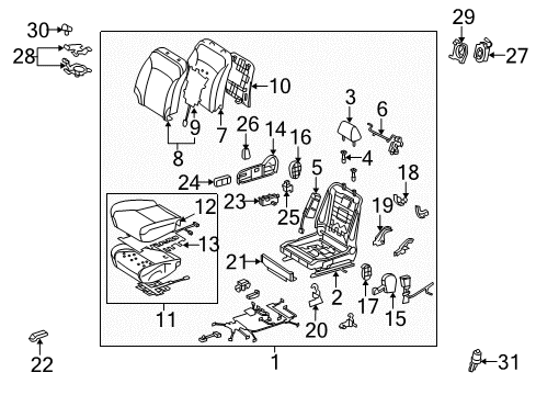 2011 Lexus IS F Passenger Seat Components Shield, Front Seat Cushion, RH Diagram for 71811-53080-C0