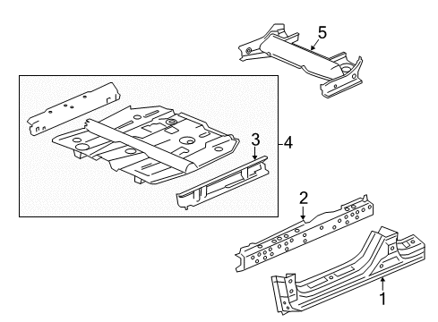 2017 Acura RDX Floor & Rocker Reinforcement, Driver Side Sill Diagram for 63620-TX4-306ZZ
