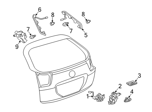 2007 Lexus RX400h Lift Gate Cover, Back Door Lock Diagram for 69321-0E010