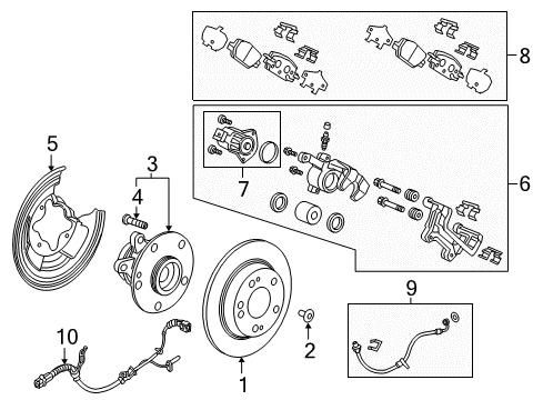 2018 Honda CR-V Rear Brakes Set, Rear Diagram for 01466-TLA-A01