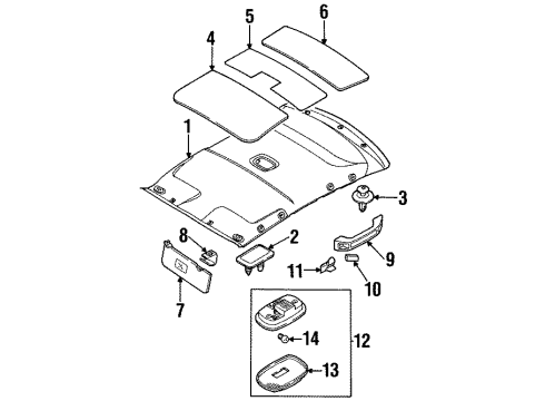 1998 Kia Sephia Interior Trim - Roof Lamp-Room Diagram for 0K9A251310A06