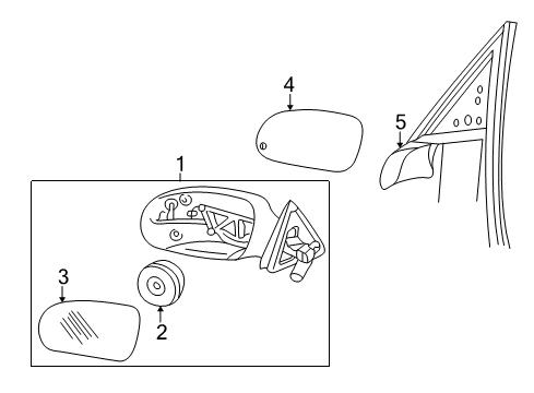 2004 Ford Thunderbird Mirrors Mirror Cover Diagram for 1W6Z-17D742-PTM