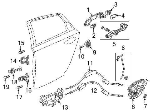 2018 Honda Clarity Rear Door Regulator, Rear Right Door Diagram for 72710-TRT-A01