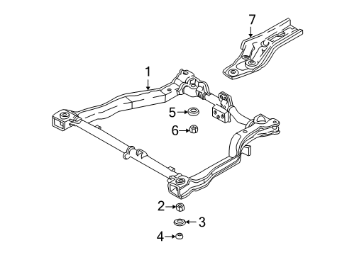 2003 Hyundai Accent Suspension Mounting - Front Bushing-Crossmember Mounting Diagram for 62466-25103