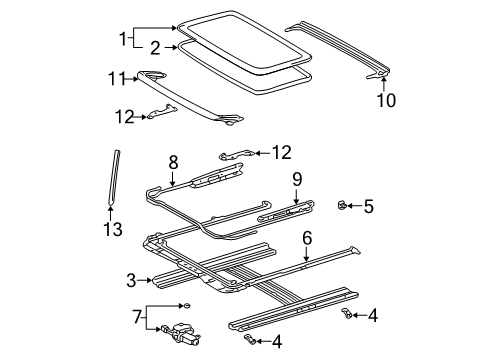 2003 Toyota Corolla Sunroof Guide Rail Diagram for 63202-01010