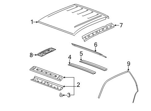 2013 Chevrolet Silverado 1500 Roof & Components Drip Weatherstrip Diagram for 20816087