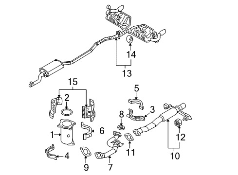 2010 Ford Edge Exhaust Components Muffler & Pipe Diagram for 9T4Z-5230-B
