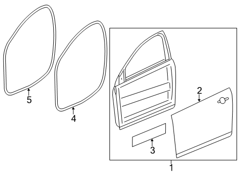 2019 Chevrolet Cruze Front Door Door Weatherstrip Diagram for 84220313