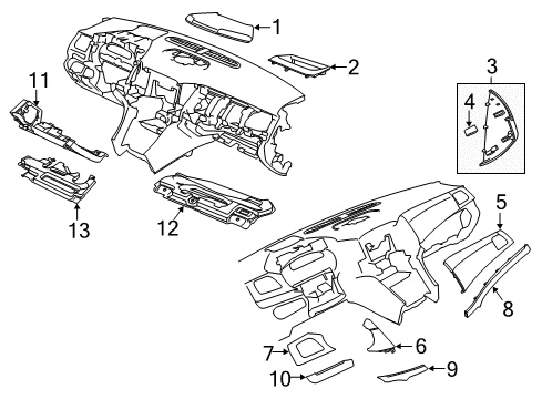2014 Chevrolet SS Cluster & Switches, Instrument Panel Side Cover Retainer Diagram for 92139210