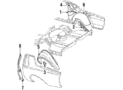 1985 Cadillac DeVille Quarter Panel - Inner Components PANEL, Rear Wheelhouse Diagram for 20099061