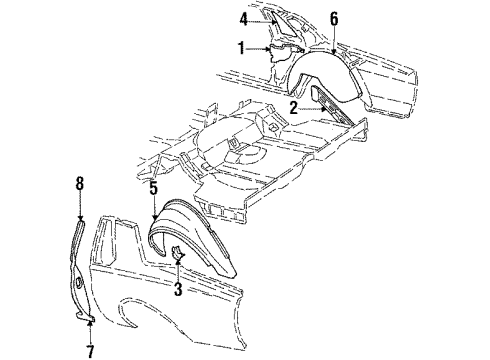 1985 Cadillac DeVille Quarter Panel - Inner Components PANEL RH Diagram for 20099060