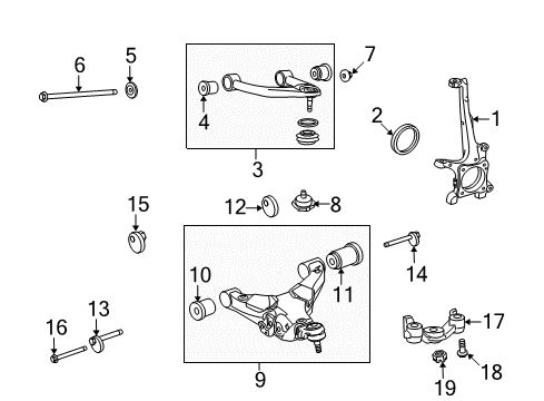 2018 Toyota Sequoia Front Suspension Components, Lower Control Arm, Upper Control Arm, Ride Control, Stabilizer Bar Knuckle Seal Diagram for 90316-A0002