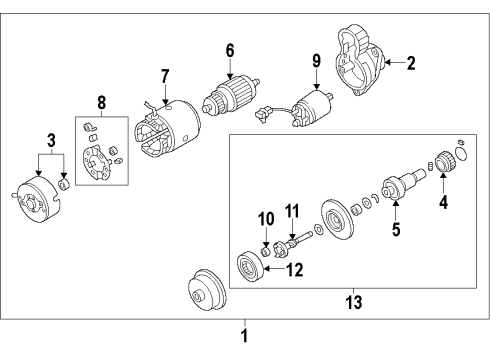 2014 Nissan Murano Starter Pinion Assy Diagram for 23312-JA10B