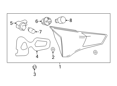 2013 Toyota RAV4 Bulbs Back Up Lamp Assembly Diagram for 81590-0R010