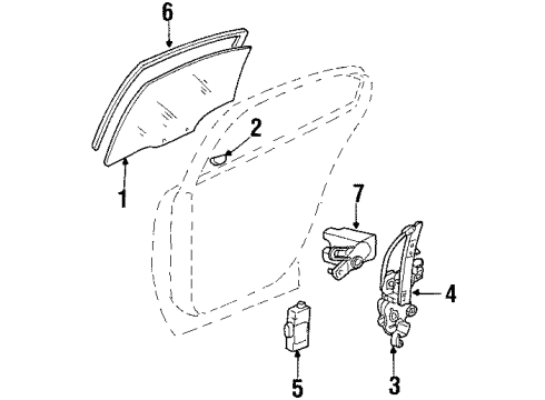 2002 Oldsmobile Aurora Rear Door Weatherstrip Asm-Rear Side Door Window Diagram for 25725724