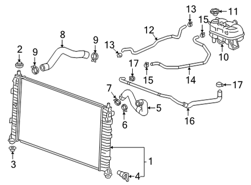 2021 Chevrolet Tahoe Radiator & Components Radiator Diagram for 84243748