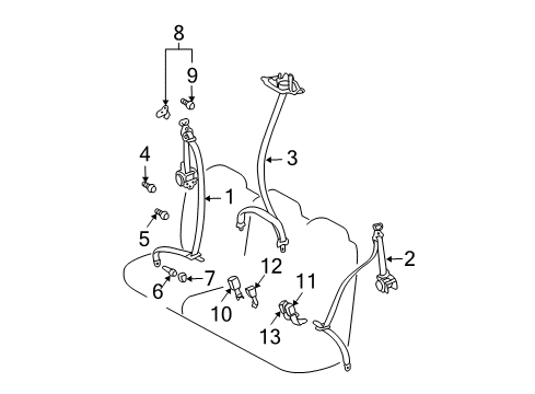 2007 Toyota Sienna Seat Belt Anchor Plate Diagram for 73016-AE010