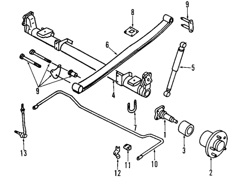 1999 Mercury Villager Rear Axle, Stabilizer Bar, Suspension Components Hub Diagram for XF5Z-1109-BA