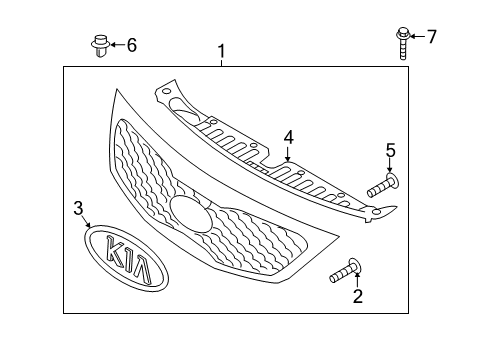 2015 Kia Sorento Grille & Components Cover-Radiator Grille Diagram for 863661U500