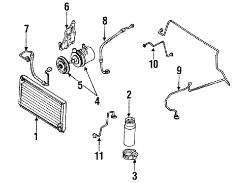 1992 Nissan Stanza A/C Condenser, Compressor & Lines Motor Assy-Fan Diagram for 21487-57E10