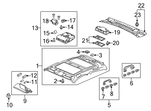2013 Acura ZDX Sunroof Holder Assembly, Sunvisor (Light Jewel Gray) Diagram for 88217-TR0-A01ZM