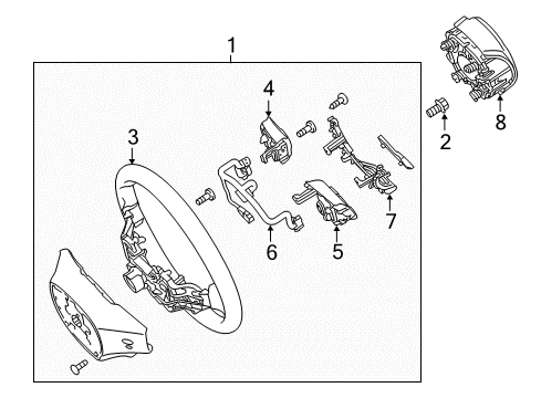 2019 Hyundai Tucson Cruise Control System Steering Remote Control Switch Assembly, Left Diagram for 96710-D3505-UMB