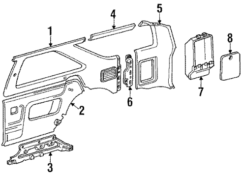 1990 Toyota 4Runner Quarter Panel Trim Cover Diagram for 64760-89102-03