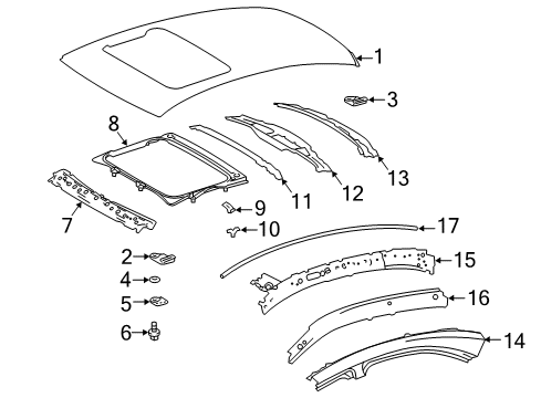 2014 Lexus IS250 Roof & Components, Exterior Trim Rail Sub-Assembly, Roof Diagram for 61203-53020