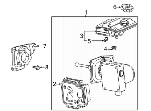 2021 Chevrolet Corvette Dash Panel Components Master Cylinder Reservoir Diagram for 84858630