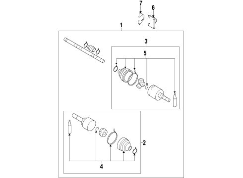 2012 Nissan Cube Front Axle Shafts & Joints, Drive Axles Repair Kit - Dust Boot, Inner Diagram for C9741-EW60B