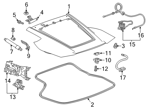 2017 Chevrolet Corvette Gate & Hardware Lift Cylinder Bracket Diagram for 22782746