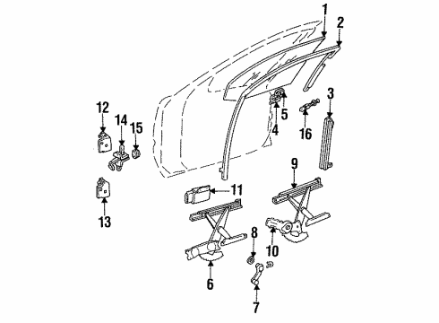 1995 Oldsmobile Achieva Switches Channel Asm-Front Side Door Window Diagram for 22635565