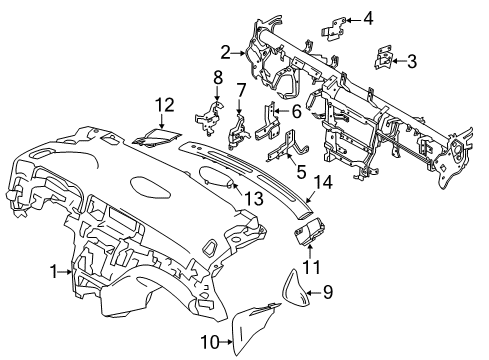 2015 Nissan Quest Cluster & Switches, Instrument Panel FINISHER-Instrument Side RH Diagram for 68420-1JA0A