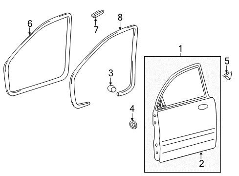 2014 Hyundai Sonata Front Door Front Right-Hand Door Module Panel Assembly Diagram for 82481-4R001