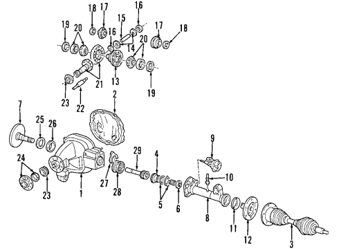 1999 Ford F-150 Front Axle, Axle Shafts & Joints, Differential, Propeller Shaft Axle Tube Bearing Diagram for F65Z-4B413-A1A