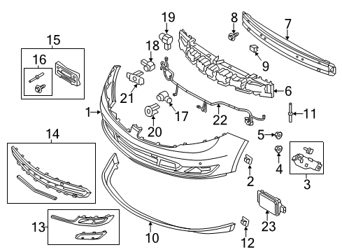 2014 Lincoln MKS Parking Aid Lower Grille Diagram for DA5Z-17K945-BA