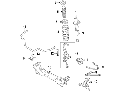 2016 Nissan 370Z Front Suspension Components, Lower Control Arm, Upper Control Arm, Stabilizer Bar Spring-Front Diagram for 54010-6GA1A