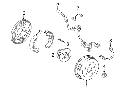 2004 Toyota Matrix Rear Brakes Drum Diagram for 42431-01030
