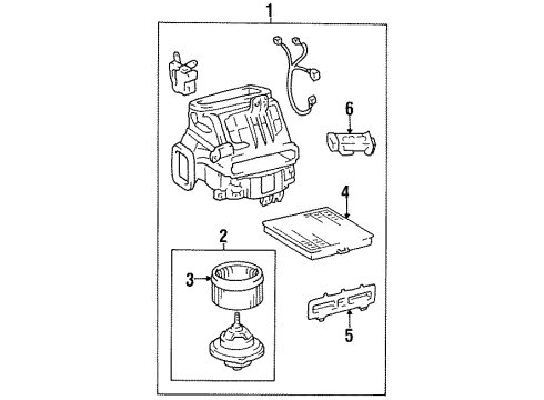 1996 Lexus LS400 Blower Motor & Fan Motor Sub-Assy, Blower W/Fan Diagram for 87103-50030