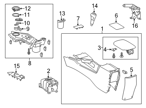 2014 Toyota RAV4 Parking Brake Console Assembly Diagram for 58901-0R040-C0